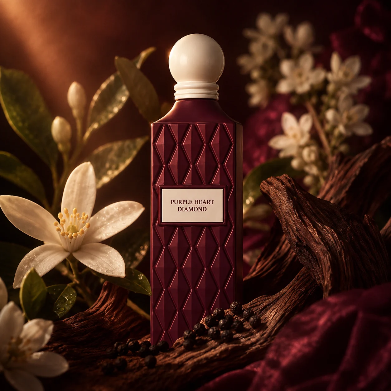 Bois de cachemire et cèdre, notes de fond de Purple Heart Diamond