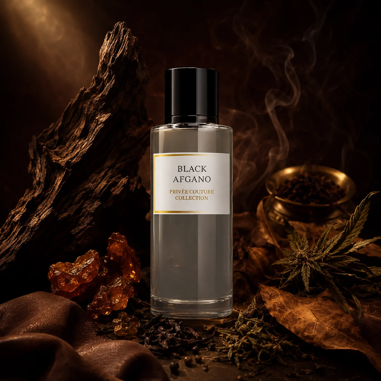 Intérieur de fumerie sombre, tapis et lumière tamisée